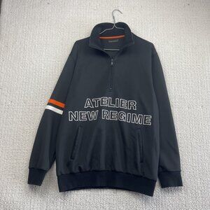 Atelier New Regime Montreal Track Jacket Half Zip Pullover Spell out Black Read